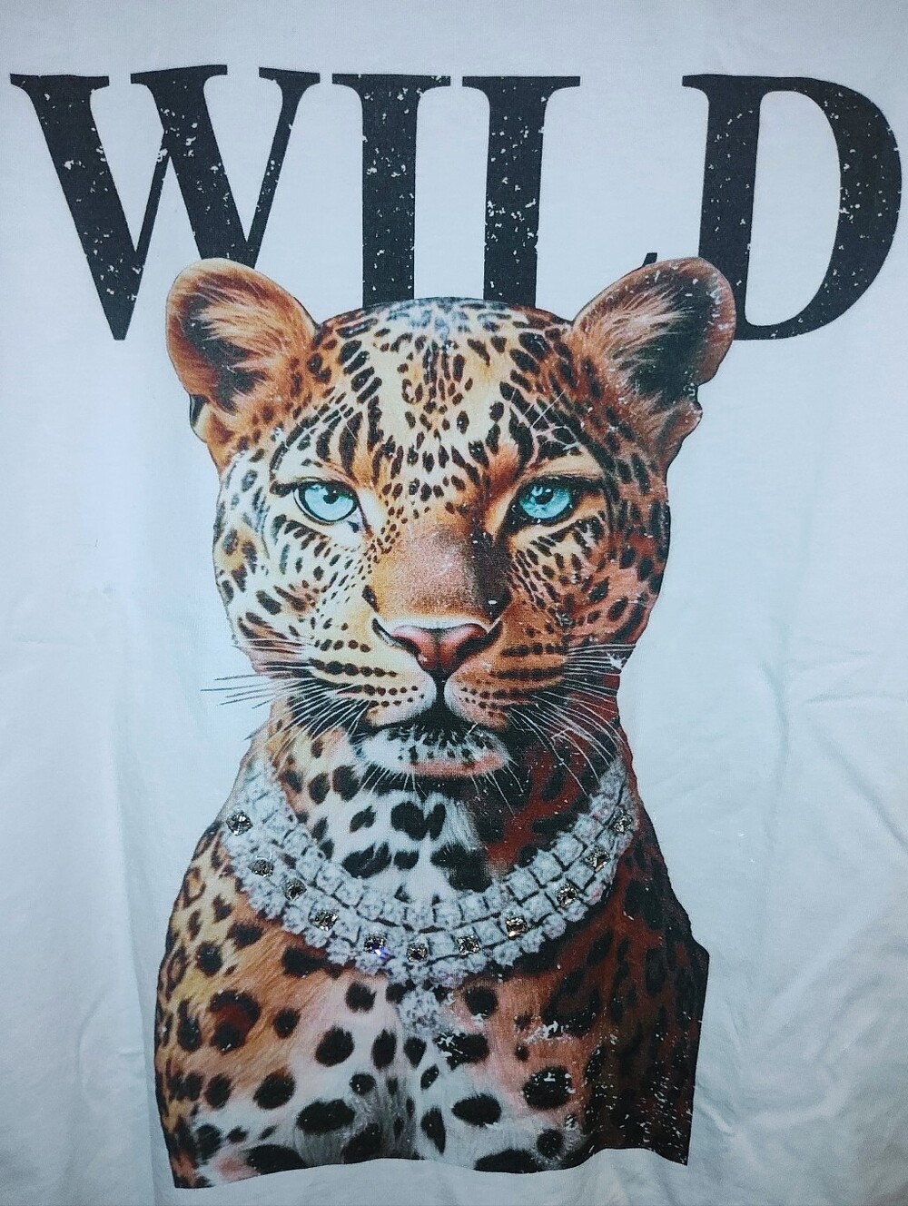 WILD bling Leopard Graphic White T-shirt Tee XL BNWT